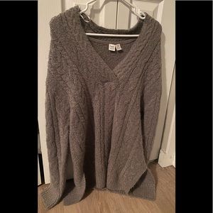 Twik Grey Cable Knit V-Neck Sweater